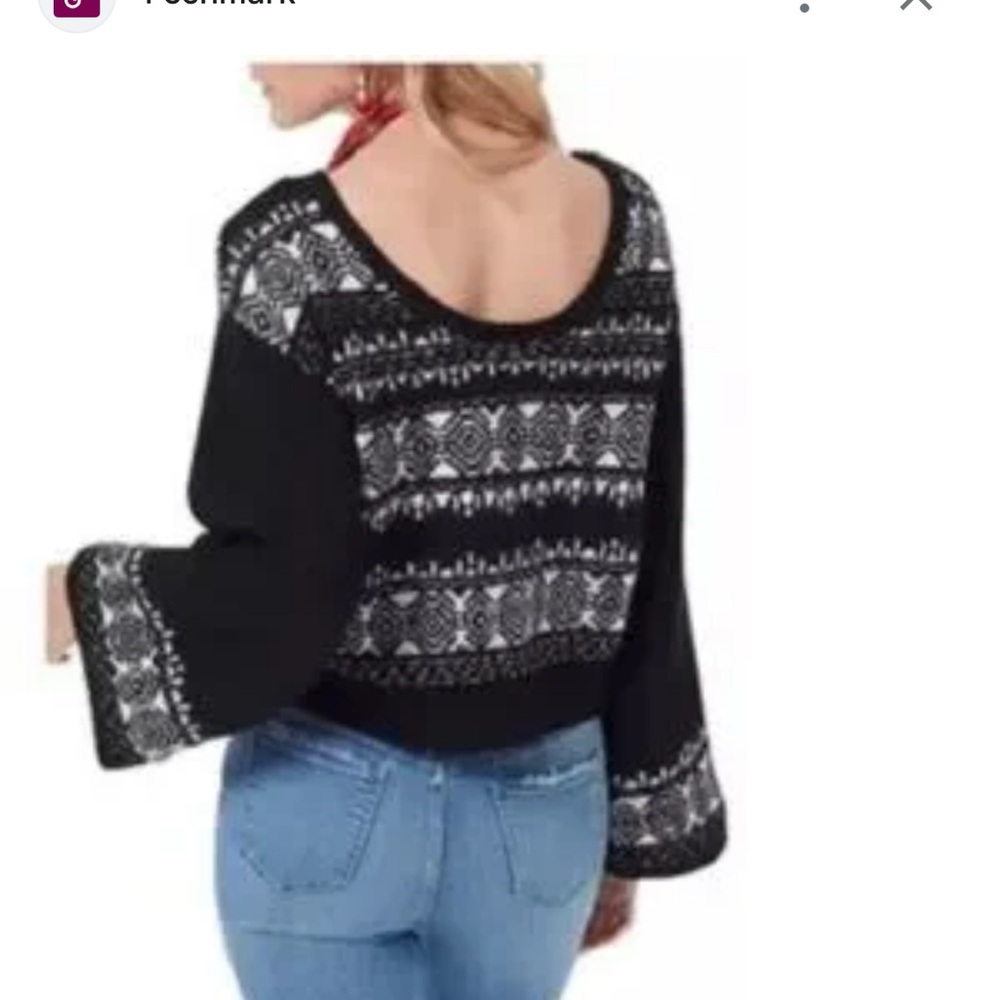 Sam Edelman Black and Gray Off-the-Shoulder Sweater